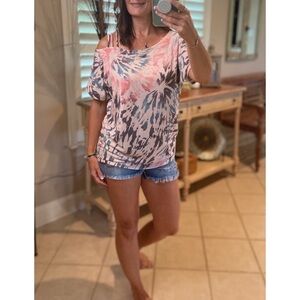 Tie Dye French Terry Strappy Cold Shoulder 3120